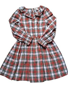 Crewcuts Red WhitePlaid Long-Sleeve Ruffle Collar Dress Girl's Size 8